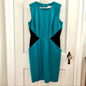 Calvin Klein black and teal dress